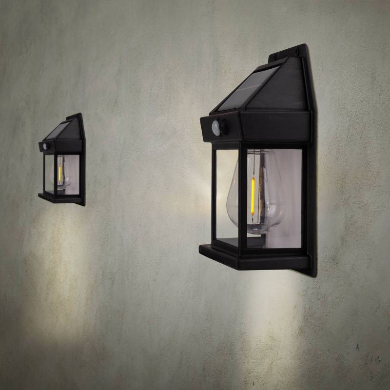LED-Solar-Außenwandlampe Mira, Sensor, schwarz, 2er-Set IP44 von Naeve Leuchten