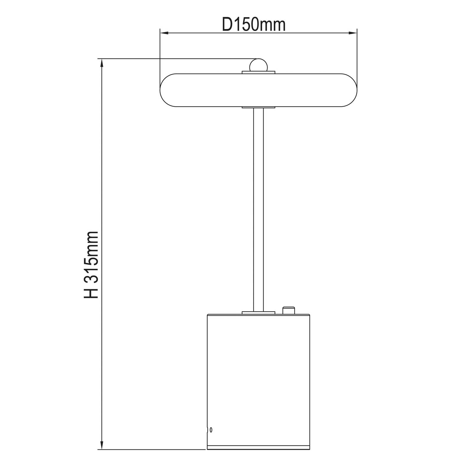 LED-Tischlampe Seta, Akku, Zement, Schirm schwarz von Naeve Leuchten