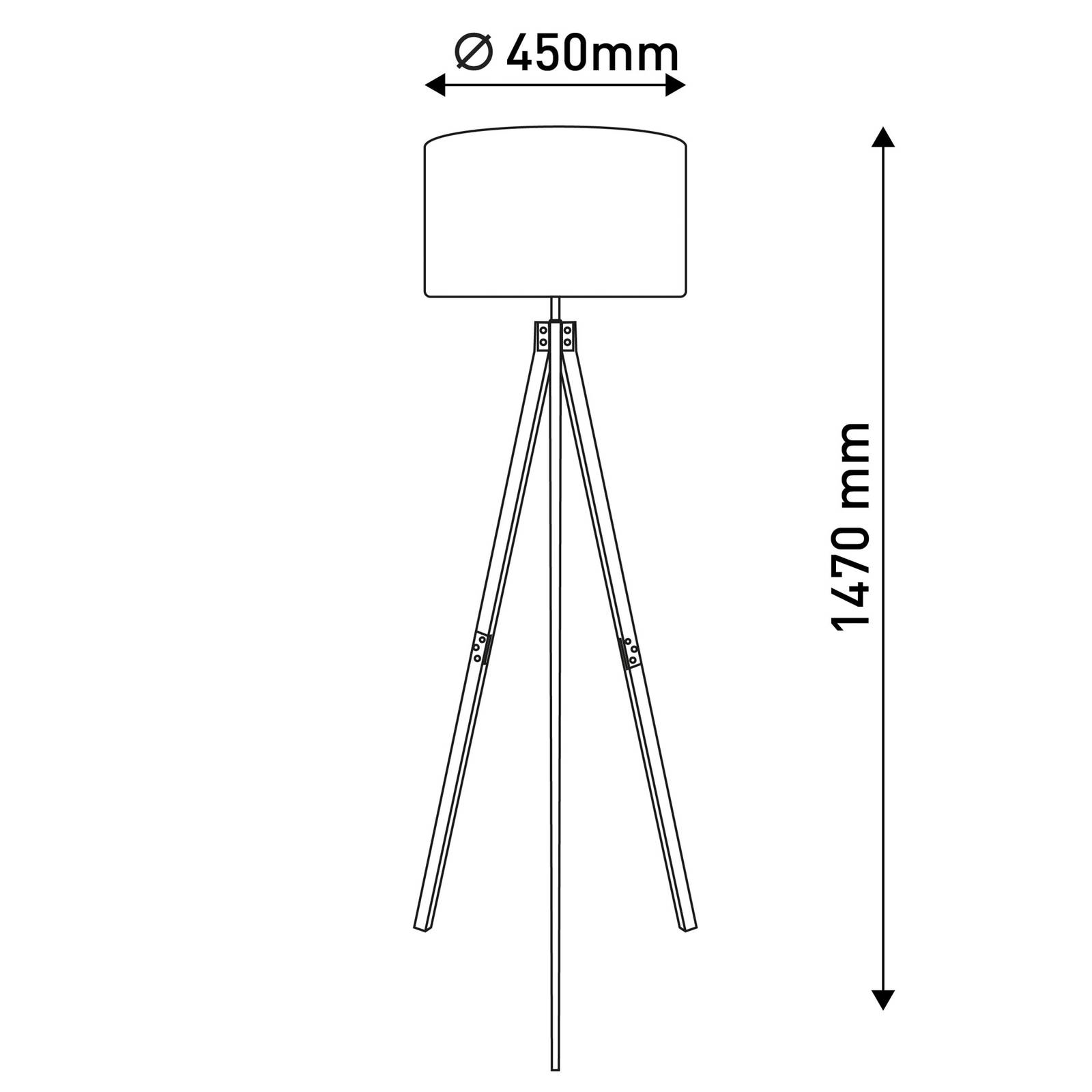 Stehlampe 2072528, Dreibein aus Holz, Textilschirm von Naeve Leuchten