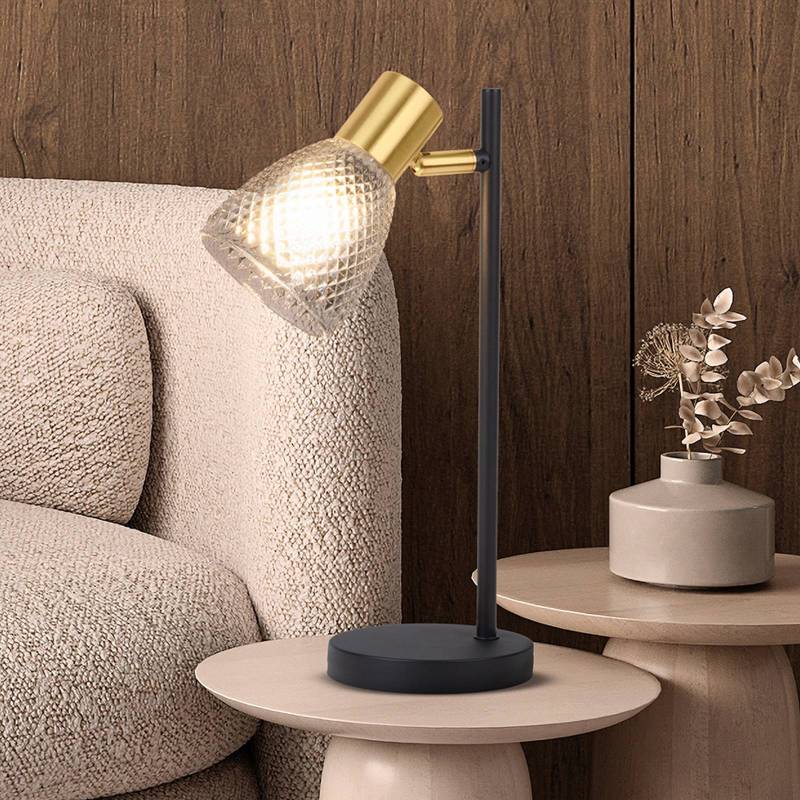 Tischleuchte Lindita, Glas, rauchgrau, E14, schwenkbar von Naeve Leuchten