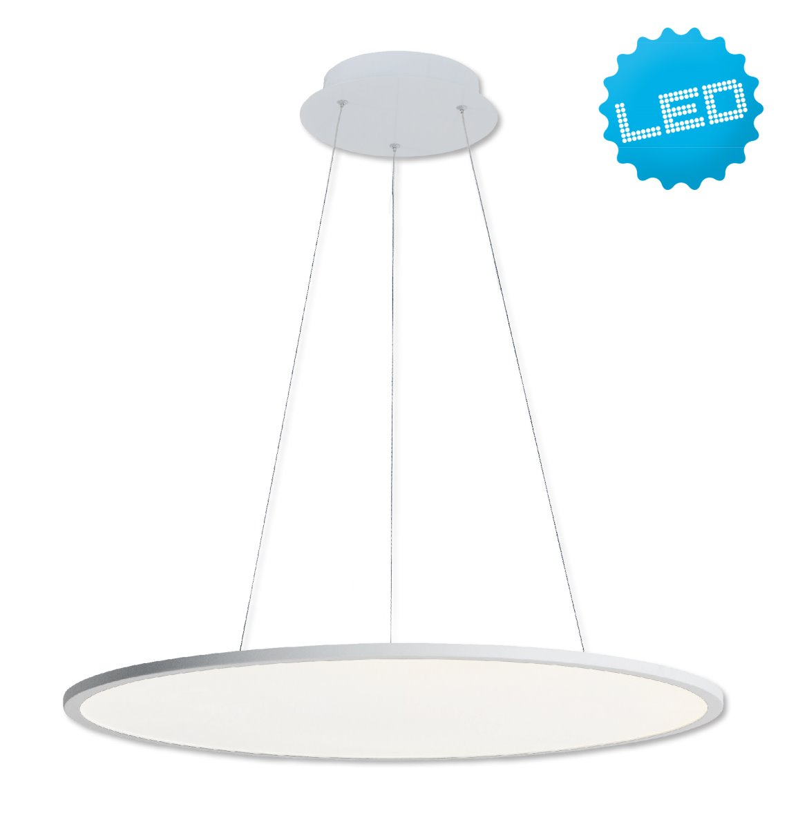 LED Hängeleuchte flach silber Näve Discus 55,5cm 3400lm 4000K Dali von Näve