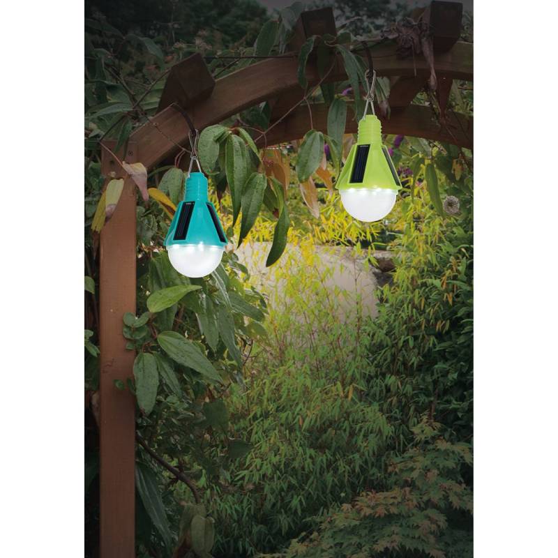 home24 LED-Solar Pendelleuchte Sora 2er Set 7 x 13 x 7cm Türkis/Türkis von home24
