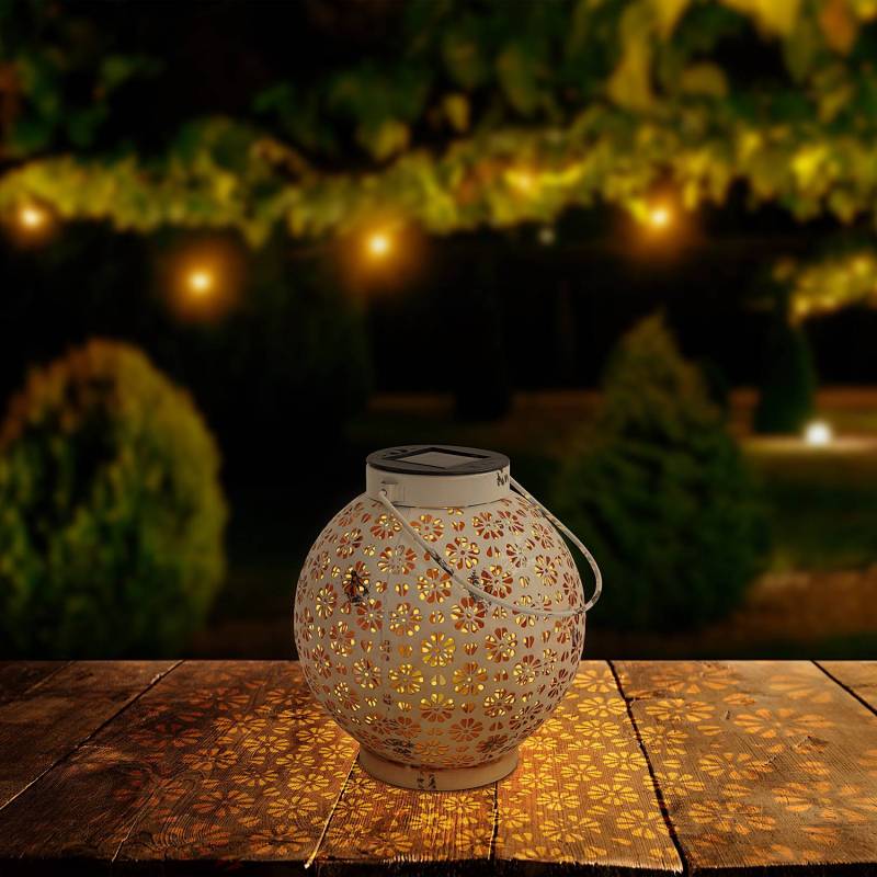 home24 LED-Solarlaterne Zingst 2er-Set Ø 18cm Weiß/Weiß von home24