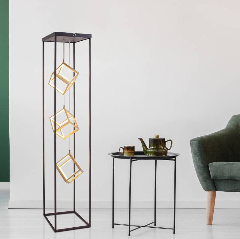 home24 LED-Stehleuchte Tuckerton 20 x 140 x 20cm Schwarz/Gold Glasart: Klarglas Material: Glas, Metall Metallart: Eisen Oberfläche Metall: Lackiert von home24