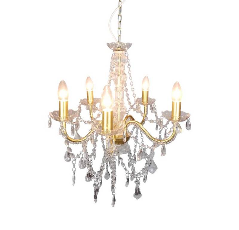 Näve Kronleuchter Deckenleuchte Cecilia Gold Eisen Acryl Lampe 52 Cm 5 Flg B-Ware von Näve