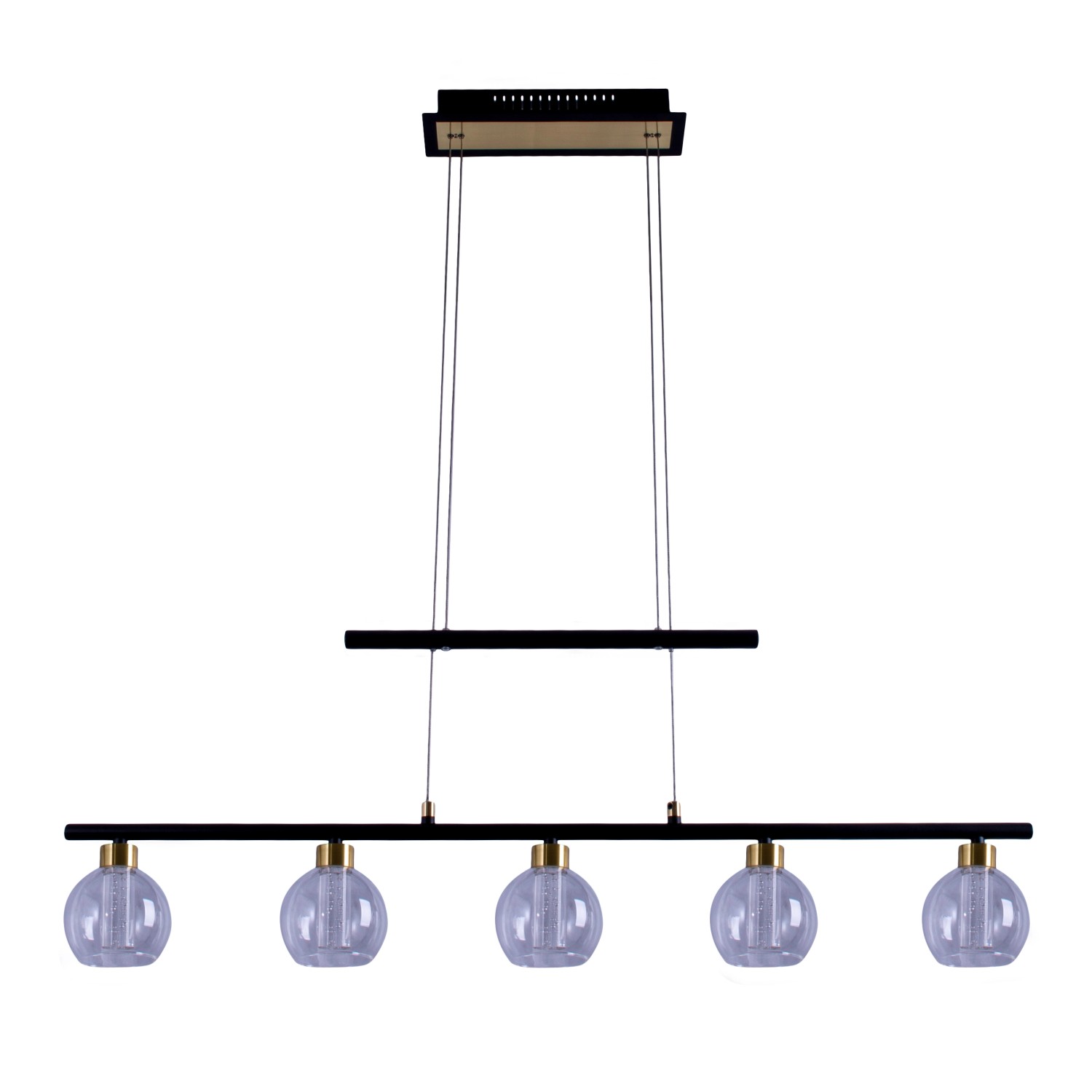 Näve LED-Pendelleuchte Brass Glas Schwarz 90 cm von Näve