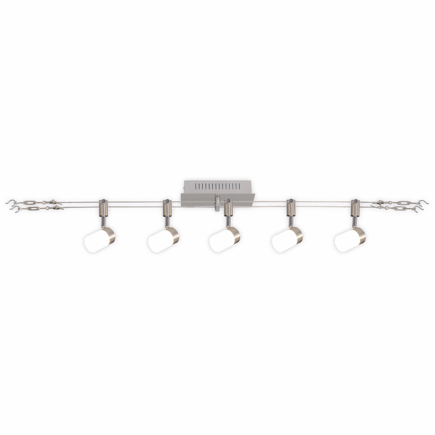 Näve LED-Seilsystem-Deckenspots Tony 5 Flammig Stahl-Blank 4,7 cm x 22 cm x 9 cm von Näve