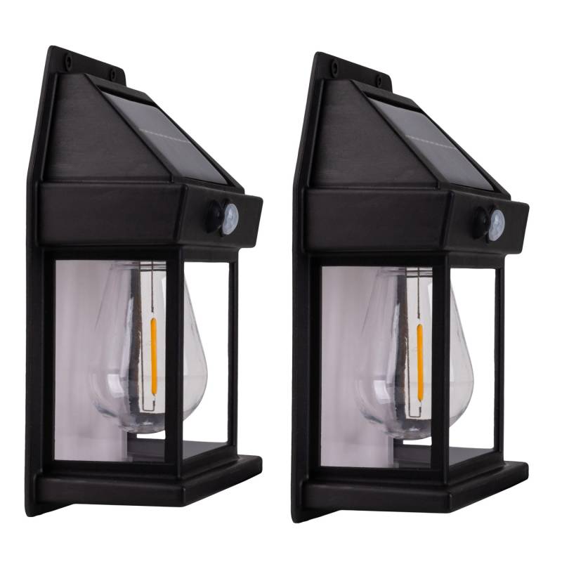 Näve LED-Solar-Außenwandleuchten Mira Schwarz 17 cm x 12 cm 5,8 cm 2er-Set von Näve