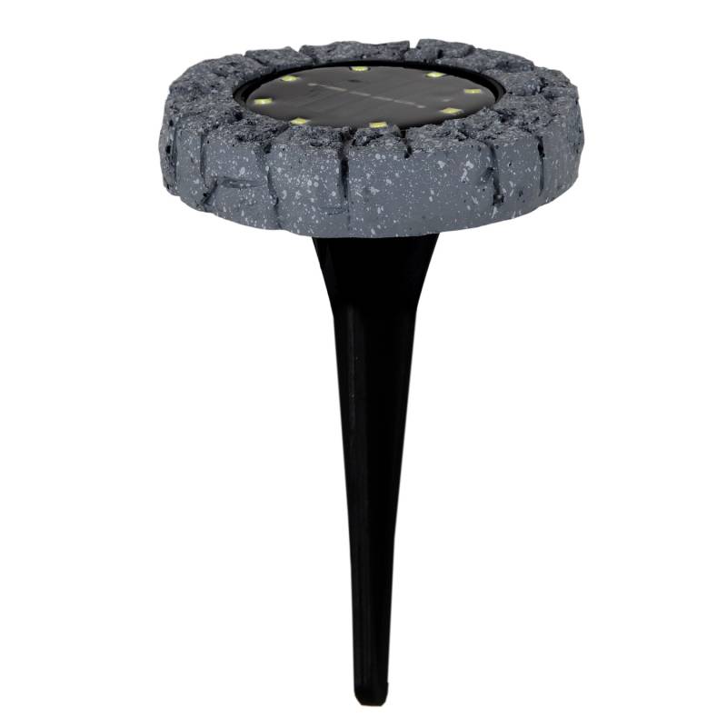 Näve LED-Solar-Boden-Erdspieß Kian Grau Ø 12 cm x 12,5 cm 3er-Set von Näve