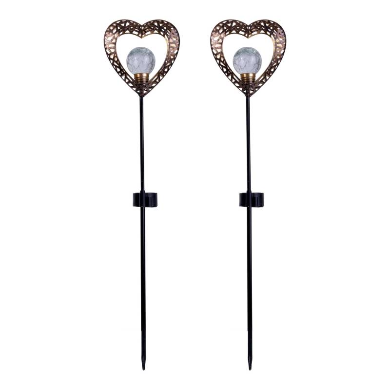 Näve LED-Solarleuchte Herz mit Erdspieß Schwarz 59 cm x 12,5 cm x 4,5 cm 2er-Set von Näve