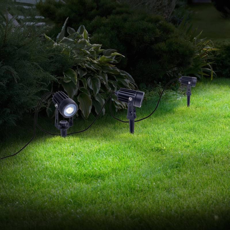 Näve LED-Solarspots Spoti mit Erdspieß Schwarz Ø 4,1 cm x 9 cm 3er-Set von Näve