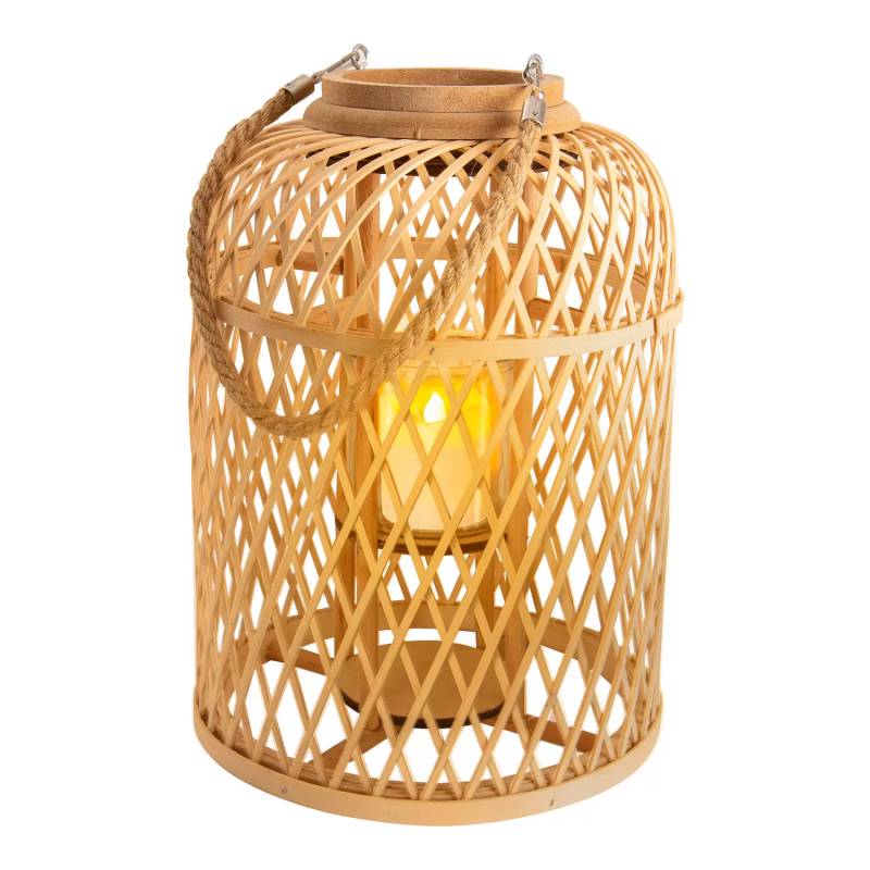 Näve Led Solarlaterne Korb Bambus Höhe 38 Cm Natur Laternenlicht Leuchte Lampe B-Ware von Näve
