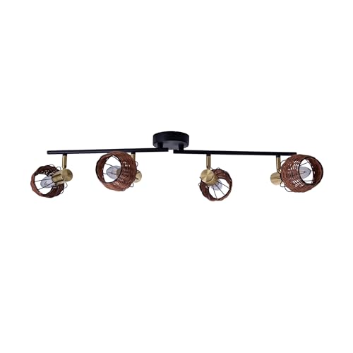 Näve Leuchten - 4er Deckenleuchte Corbis, Spot aus Metall - Deckenlampe für Esszimmer, Wohnzimmer, Diele oder Büro - Braun, Schwarz und Gold, 78 cm von Näve