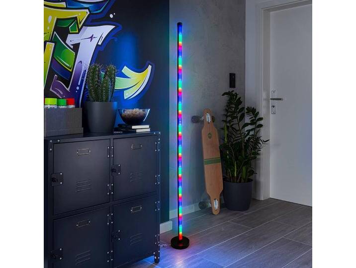 Naeve Leuchten LED-Stehleuchte Motion Light mit Lichteffekten für Wohn & Esszimmer - Schwarz - Modern - Aluminium von Näve