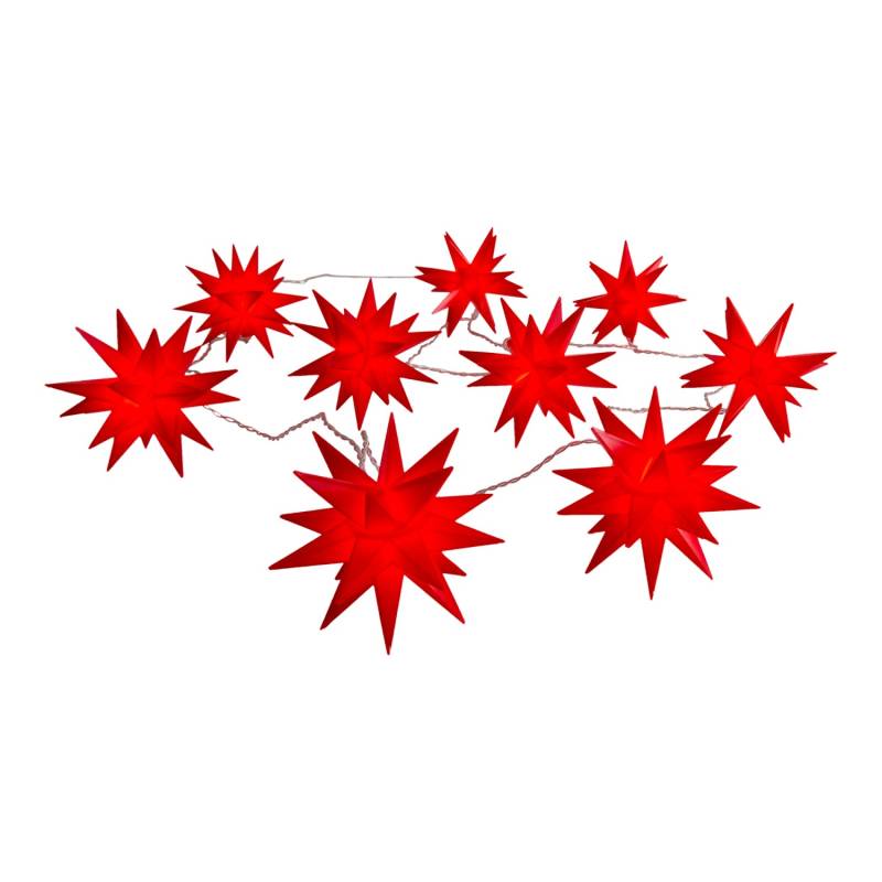 Näve Outdoor 9er-LED Weihnachtslichterkette 3D-Sterne Rot von Näve