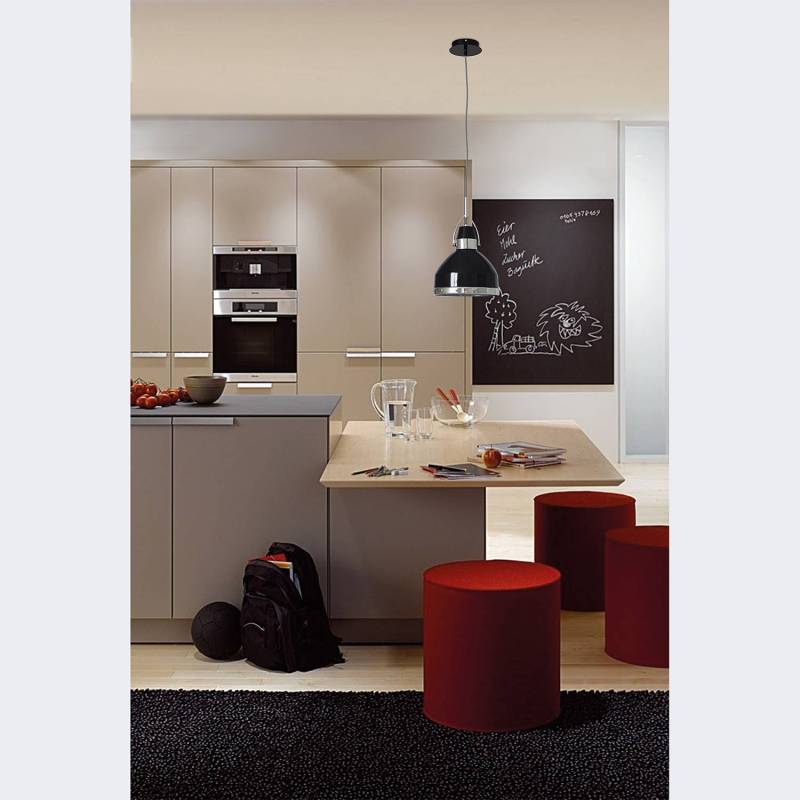 home24 Pendelleuchte Ø 23cm Schwarz/Schwarz/Chrom Metall, lackiert E27 von home24