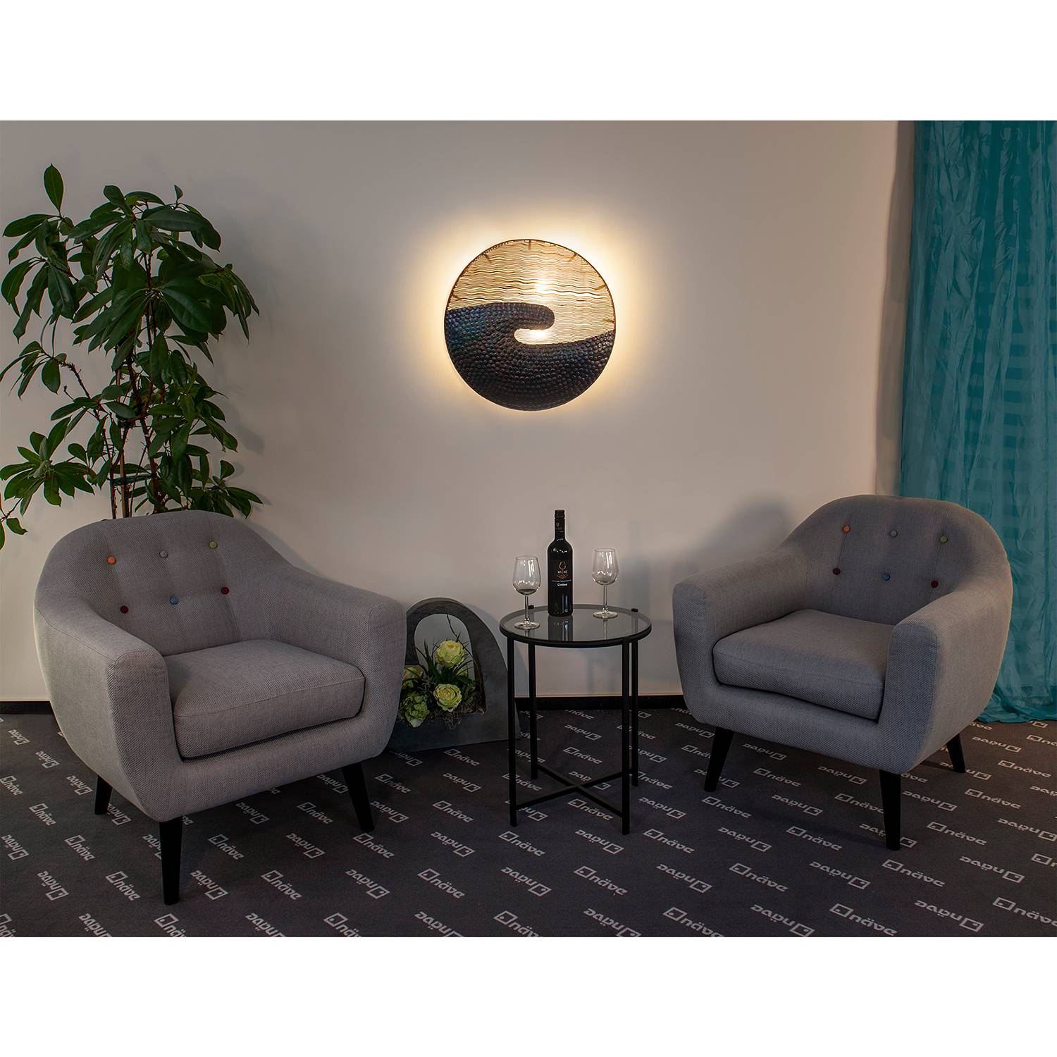 home24 Wandleuchte Bankok Ø 58cm Braun/Weiß Hauptmaterial: Metall Sekundärmaterial Kunststoff E14 von home24