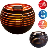 näve LED Außen-Tischleuchte "Solar-Tischleuchte", Leuchtmittel LED-Modul  LED fest integriert, Flammeneffekt, Schiebeschalter, Eisen/Kunststoff, schwarz/gold von Näve