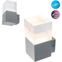näve LED Außen-Wandleuchte "Leah", 1 flammig, Edelstahl/Kunststoff in metall blank/opal incl. 15x LED warmweiß IP44 von Näve