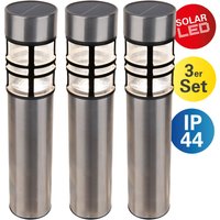 näve LED Solarleuchte "Bobby" LED-Modul 1 Stk. Warmweiß 3er Set, Dämmerungssensor, Schiebeschalter, Höhe 42cm, Edelstahl, IP44 von Näve