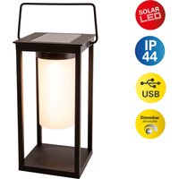 näve LED Solarleuchte "Camping", 1 flammig, Leuchtmittel LED-Modul  LED fest integriert, mit Henkel, 2 Helligkeitsstufen per Touch, USB Ladeanschluss, schwarz von Näve