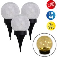 näve LED Solarleuchte "Crackle", 1 flammig, 3er Set, klar/schwarz, als Tischleuchte oder Erdspieß von Näve