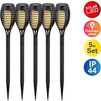 näve LED Solarleuchte "Fanilo" LED-Modul 5 Stk. Warmweiß 5er Set Fackeln, Flammeneffekt, schwarz, LED warmweiß, H: 45cm, D: 6cm von Näve