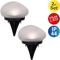 näve LED Solarleuchte "Guri", 2 flammig, Leuchtmittel LED-Modul  LED fest integriert, 2er Set Dekoerdspieß, transparent/schwarz, Glassteinoptik, warmweiß von Näve