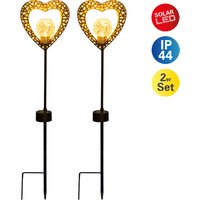 näve LED Solarleuchte "Herz", 2 flammig, Leuchtmittel LED-Board  LED fest integriert, 2er Set, Erdspieß, Höhe: 59cm, LED warmweiß, inkl. Akku von Näve