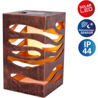 näve LED Solarleuchte "Hilda" LED-Modul 1 Stk. Warmweiß quadratisch, gold/braune Marmoroptik, Flammeneffekt, Dämmerungssensor von Näve