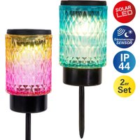 näve LED Solarleuchte "Mila", 2 flammig, Leuchtmittel LED-Modul LED fest integriert, 2er Set Dekoerdspieß, Glas 1x rot, 1x blau, Dämmerungssensor, H: 25cm näve LED Solarleuchte "Mila", 2 flammig, Leuchtmittel LED-Modul LED fest integriert, 2er Set Dekoerdspieß, Glas 1x rot, 1x blau, Dämmerungssensor, H: 25cm von Näve