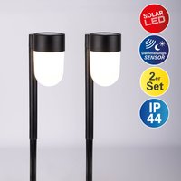 näve LED Solarleuchte "Sina", 2 flammig, Leuchtmittel LED-Modul  LED wechselbar, 2er Set Wegebeleuchtung, H: 47,2cm, Dämmerungssensor, Spieß schwarz von Näve
