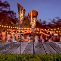 näve LED Solarleuchte "Torch" 1 Stk. Warmweiß Flammeneffekt, kupferfarben, Trichterform, Blumenornamente, H:96cm näve LED Solarleuchte "Torch" 1 Stk. Warmweiß Flammeneffekt, kupferfarben, Trichterform, Blumenornamente, H:96cm von Näve
