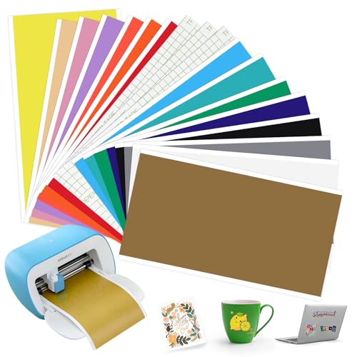 Nafafosa 15 Stück 14 x 30.5cm Smart Vinyl Permanent für Cricut Joy mit 3 Plotter Transferfolie Set, Vinyl Plotter Folie Plotterfolie Selbstklebend für DIY, Handyhülle, Laptops, Tassen, Glas von Nafafosa