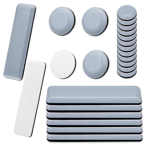 Nafafosa 24 Stück Gleiter für Möbel, Möbelgleiter, Teflongleiter, 16 rund & 8 rechteckig, Möbelgleiter, schwere Stühle, Bodenschutz, grau, selbstklebend (20 x 20 mm, 19 x 70 mm) von Nafafosa