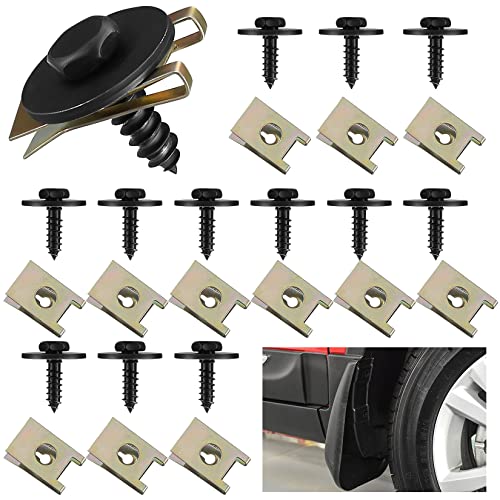 Nafafosa 60 Stück Blechmutter Schraube Mutter Clip Kit umfassen 30 U-förmige Blechmutter 30 Karosserieschrauben,Kotflügel Schrauben für Auto-Radlaufabdeckung Unterboden-Kotflügel von Nafafosa