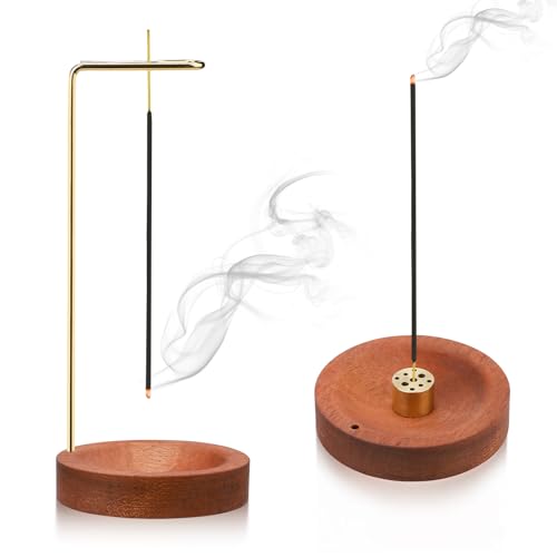 Räucherstäbchenhalter, 2-in-1 Handgefertigte Holz Rund Basis Räucherstäbchen Halterung Modernes Design mit Kegel Spule, 9 Loch Incense Holder Räuchergefäß für Home Office Decor, Yoga, Meditation von Nafafosa