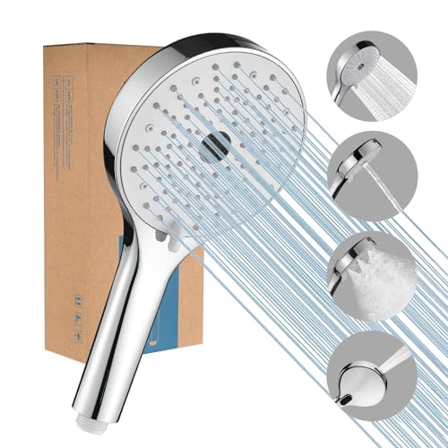 Nafall Duschkopf Groß, Handbrause mit 4 Strahlarten, Hochdruck Großem Regendusche Duschkopf, Shower Head (⌀ 130 mm) mit Hoher Wasserdruck Starker Strahl funktion für Reinigung von Badewanne, Fliesen von Nafall