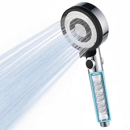 Nafall Hochdruck Duschkopf mit Filter, Filter duschkopf wassersparend mit 5 Sprühmodi, Shower Head with Filter Hochdruckduschkopf für Niedrigen Wasserdruck, Handbrause Chrome Schwarz von Nafall