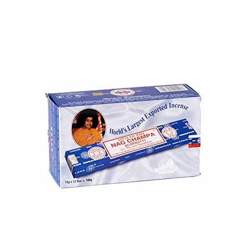 Nagchampa 89018020010230 Satya Sai Baba Räucherstäbchen, 12 boxes * 12 sticks: 144 stick, 15g*12 boxes=180g, schwarz, 1 x 1 x 1 cm von MIK Funshopping