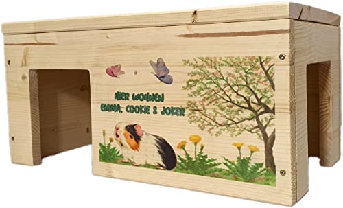 Nagerstore Meerschweinchenhaus Personalisiert mit Wunschnamen ihrer Meerschweinchen mit 2 Eingängen, Holzlasur & Aufklappbar / 45x25x22cm Nagerstore Meerschweinchenhaus Personalisiert mit Wunschnamen ihrer Meerschweinchen mit 2 Eingängen, Holzlasur & Aufklappbar / 45x25x22cm von Nagerstore