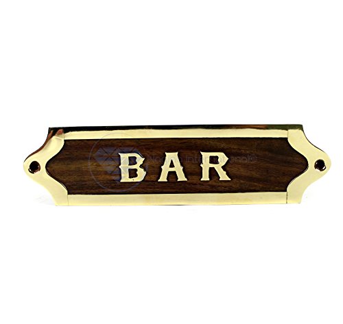 Nagina International Handgefertigte hölzerne Bezeichnung & Titel Namensschild | Nautical Wood Plaque & Türschild | Kapitäns Maritime Nursery Home Wanddekoration (Bar) von Nagina International