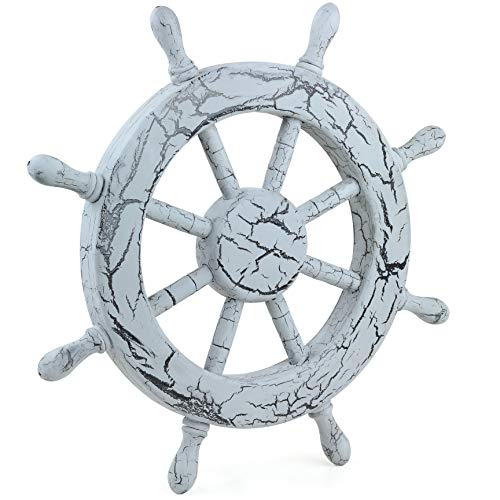 Nagina International Knusprige Knistern antike schöne Vintage nautische Maritime Echtholz handgefertigte Piraten Wand Schiff Rad | Wohnkultur Geschenke (12 Zoll, Vintage Schwarz) von Nagina International