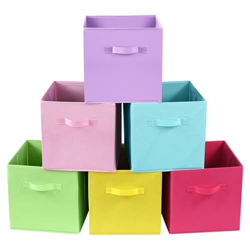 Nagoyuki 6 x würfelförmige Aufbewahrungskörbe, bunte faltbare Aufbewahrungswürfel, Aufbewahrungsbox, 27,9 cm, für Klassenzimmer, Dekoration, Behälter, faltbare Spielzeugkörbe für Spielzimmer von Nagoyuki