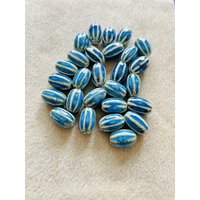 3 Stück Keramikperle Mit Blauton, Rustikale Porzellanperlen, Lochperlen, Handgefertigte Keramikperlen, Schmuckperlen, Boho von NaheyiyiStone