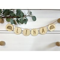 Girlande Aus Holz Personalisiert | Namensgirlande Türschild Kinderzimmer Babyzimmer von NahinasLittleWorld