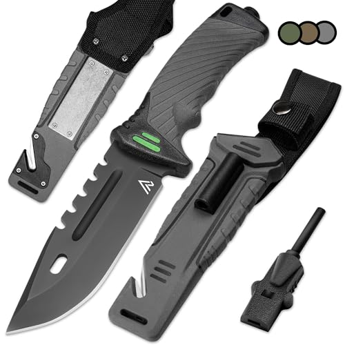 Naifu® - The Hunter X Outdoor Messer Jagdmesser 12 CM - mit Kydex Holster - Bushcraft Messer - Perfektes - Feuerstarter und Schleifstein enthalten von Naifu