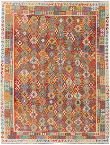 Nain Trading Kelim Afghan 312x400 Handgewebt Orientteppich Teppich Wolle von Nain Trading