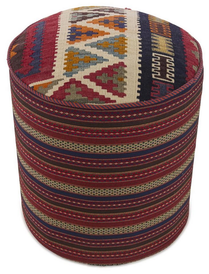 Nain Trading Orientteppich Pouf 46x44 Handgeknüpfter Orientteppich / Perserteppich, rechteckig, Höhe: 5 mm von Nain Trading
