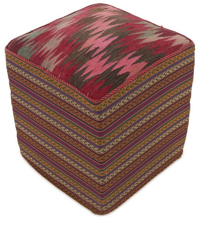 Nain Trading Orientteppich Pouf 49x49 Handgeknüpfter Orientteppich / Perserteppich, rechteckig, Höhe: 5 mm von Nain Trading